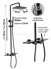 Душевая система с термостатом Grocenberg GB7038BL Черный матовый