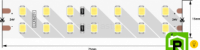 Лента светодиодная LUX, 2835, 196 LED/м, 18 Вт/м, 24В, IP33, Теплый белый (3000K)