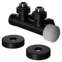 Узел нижнего подключения термостатический угловой 1/2" х 3/4" Royal Thermo Design Pro 15мм М30х1,5 (Черный)