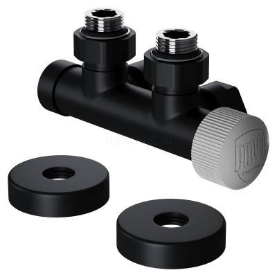 Узел нижнего подключения термостатический угловой 1/2" х 3/4" Royal Thermo Design Pro 15мм М30х1,5 (Черный)