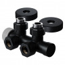 Узел нижнего подключения термостатический угловой 1/2" х 3/4" Royal Thermo Design Pro 15мм М30х1,5 (Черный)