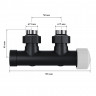 Узел нижнего подключения термостатический угловой 1/2" х 3/4" Royal Thermo Design Pro 15мм М30х1,5 (Черный)