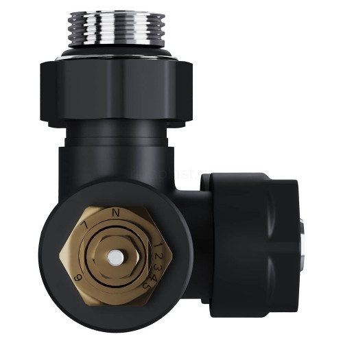 Узел нижнего подключения термостатический угловой 1/2" х 3/4" Royal Thermo Design Pro 15мм М30х1,5 (Черный)