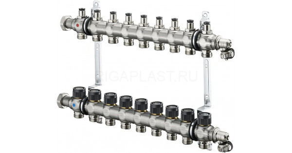Группа коллекторная Multidis SF 1" на 9 контуров 3/4" ЕК со встроенными регулирующими вставками Oventrop