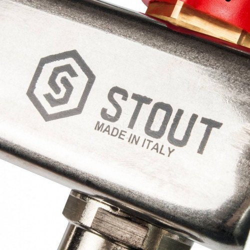 Коллектор для теплого пола Stout на 4 контура с насосом UPSO 25-65, смесительным узлом от 20-55°С, до 60 м²