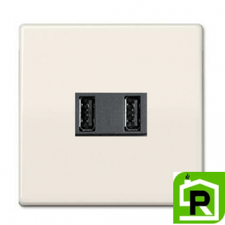 Зарядное устройство USB (А+С),5В, 3А Слоновая кость