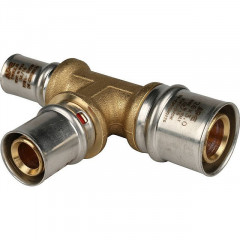 Тройник переходной 26х20х16 для металлопластиковых труб, прессовой STOUT SFP-0005-262016