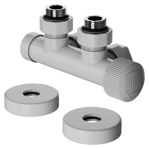 Узел нижнего подключения термостатический угловой 1/2" х 3/4" Royal Thermo Design Pro 15мм М30х1,5 (Белый)