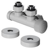 Узел нижнего подключения термостатический угловой 1/2" х 3/4" Royal Thermo Design Pro 15мм М30х1,5 (Белый)