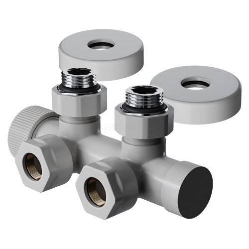 Узел нижнего подключения термостатический угловой 1/2" х 3/4" Royal Thermo Design Pro 15мм М30х1,5 (Белый)