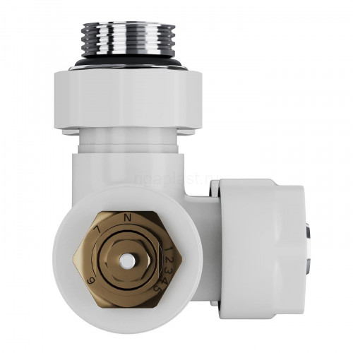 Узел нижнего подключения термостатический угловой 1/2" х 3/4" Royal Thermo Design Pro 15мм М30х1,5 (Белый)