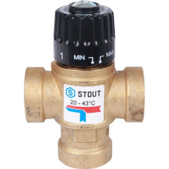 Клапан термостатический смесительный ВР 3/4, 20-43°С, KV 1.6 м3/ч STOUT
