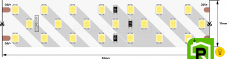 Лента светодиодная LUX, 2835, 252 LED/м, 24 Вт/м, 24В, IP33, Теплый белый (2700K)
