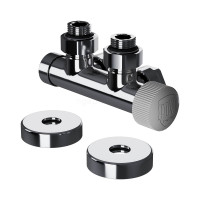 Узел нижнего подключения термостатический угловой 1/2" х 3/4" Royal Thermo Design Pro 15мм М30х1,5 (Хром)