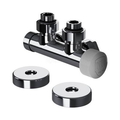 Узел нижнего подключения термостатический угловой 1/2" х 3/4" Royal Thermo Design Pro 15мм М30х1,5 (Хром)
