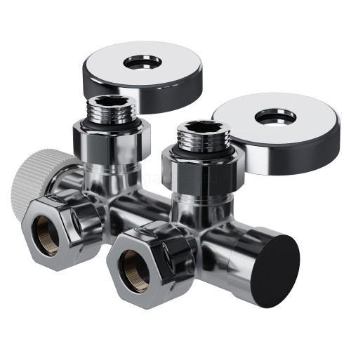Узел нижнего подключения термостатический угловой 1/2" х 3/4" Royal Thermo Design Pro 15мм М30х1,5 (Хром)