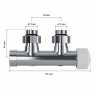 Узел нижнего подключения термостатический угловой 1/2" х 3/4" Royal Thermo Design Pro 15мм М30х1,5 (Хром)