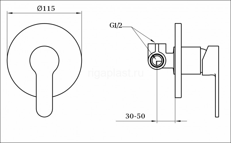 Смеситель для душа GANZER GZ5102, скрытый монтаж, хром
