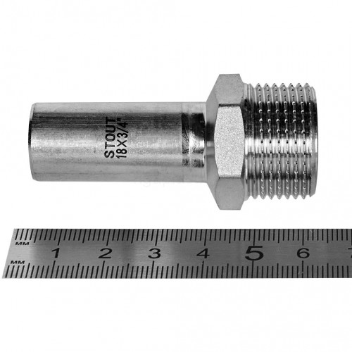 Вставка переходная STOUT НПр-НР, 18 мм x 3/4 дюйма, из нержавеющей стали, SSS-2024-001834