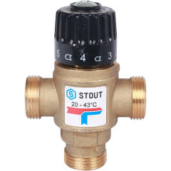 Клапан термостатический смесительный НР 3/4, 20-43°С, KV 1.6 м3/ч STOUT