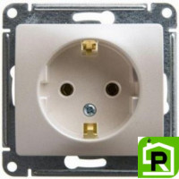 Розетка 1-ая электрическая, с заземлением, Молочный, серия Glossa, Schneider Electric