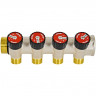 Коллектор распределительный с запорными клапанами 1", 4 отвода 1/2" ROMMER
