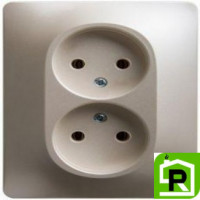 Розетка 2-ая электрическая без заземления, Молочный, серия Glossa, Schneider Electric
