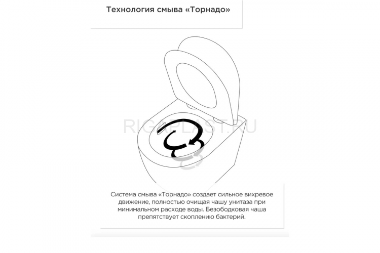 Унитаз (Торнадо) подвесной Vieir, графит VBL-02G, безободковый с микролифтом