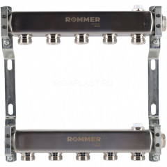 Коллектор ROMMER RMS-4401 из нержавеющей стали для радиаторной разводки на 5 выходов, RMS-4401-000005
