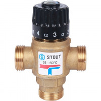 Клапан термостатический смесительный НР 3/4, 35-60°С, KV 1.6 м3/ч STOUT