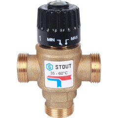 Клапан термостатический смесительный НР 3/4, 35-60°С, KV 1.6 м3/ч STOUT