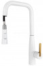 Смеситель для кухни Claro White Matt/Brushed Gold с выдвижной лейкой KAISER 22144-4