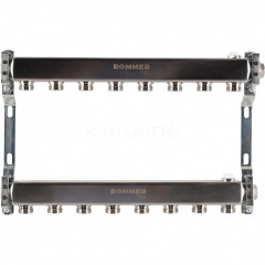 Коллектор ROMMER RMS-4401 из нержавеющей стали для радиаторной разводки на 8 выходов, RMS-4401-000008