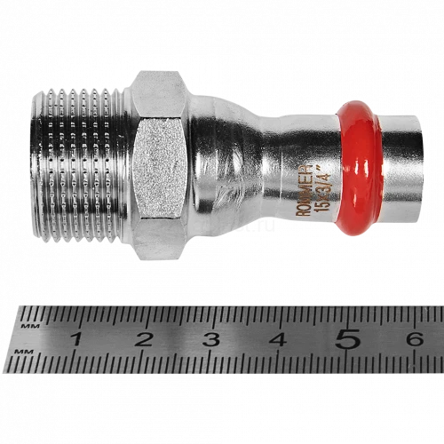 Переходник ROMMER НР 15 мм x 3/4" из нержавеющей стали, RSS-0021-001534