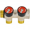 Коллектор распределительный с запорными клапанами 3/4", 2 отвода 1/2" ROMMER
