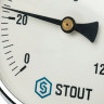 Термометр биметаллический 100 мм 1/2, 120°C с погружной гильзой 50 мм STOUT