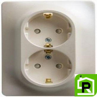 Розетка 2-ая электрическая с заземлением, Молочный, серия Glossa, Schneider Electric