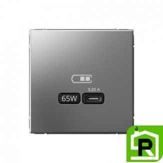 Art Gallery USB РОЗЕТКА тип-С 65Вт высокоскор.заряд. QC, PD, механизм, СТАЛЬ, GAL000927