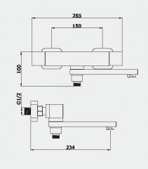 Смеситель для ванны ViEiR V393533-G, с термостатом, графит