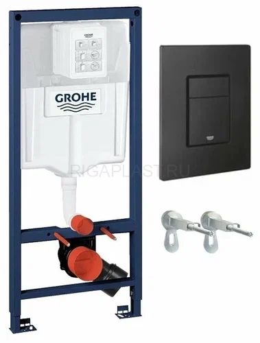 Инсталляция для унитаза GROHE Rapid SL 39939000, комплект 3 в 1, панель смыва черный матовый