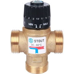 Клапан термостатический смесительный НР 1, 35-60°С, KV 2.5 м3/ч STOUT