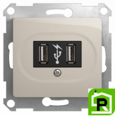 Розетка USB 2-ая (для подзарядки), Молочный, серия Glossa, Schneider Electric