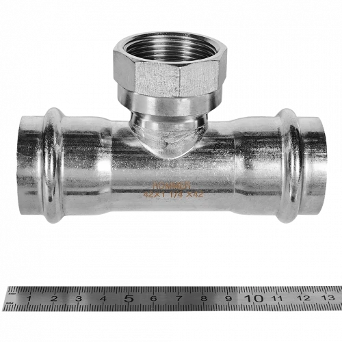 Тройник-переходник ROMMER ВР 42 мм x 1 1/4" из нержавеющей стали, RSS-0015-042114
