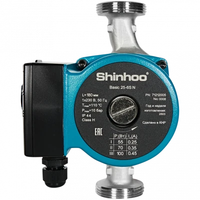 Насос циркуляционный Shinhoo BASIC 25-6S N 180 1х230V без гаек