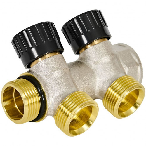 Коллектор распределительный с запорными клапанами 3/4", 2 отвода 3/4" ЕК ROMMER