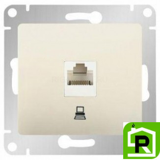 Розетка компьютерная 1-ая кат.5е, RJ-45 (интернет), Молочный, серия Glossa, Schneider Electric
