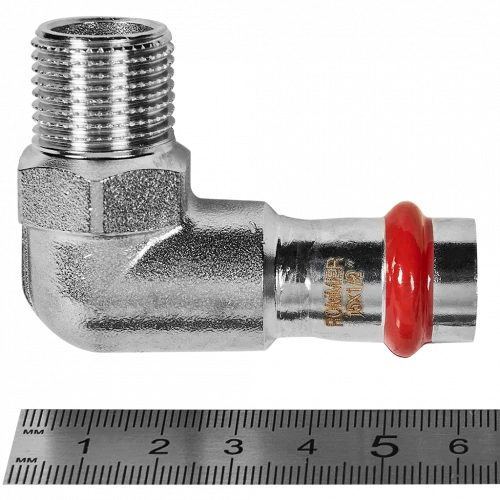 Угольник-переходник ROMMER НР 15 мм x 1/2" из нержавеющей стали, RSS-0010-001512
