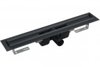 Душевой лоток AlcaPlast APZ1BLACK-650 в пол около стены, выпуск боковой