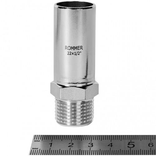 Вставка переходная ROMMER НПр-НР 22 мм x 1/2" из нержавеющей стали, RSS-1024-002212