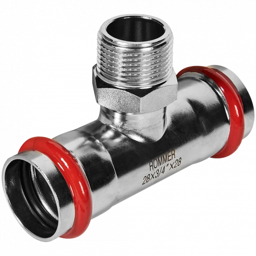 Тройник-переходник ROMMER НР 28 мм x 3/4" из нержавеющей стали, RSS-0016-002834